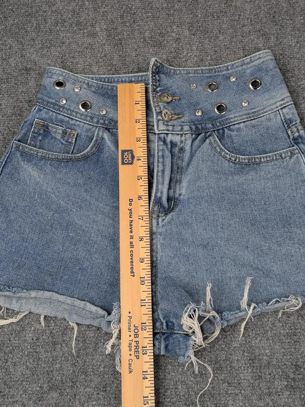 Wallflower Shorts Womens M Blue Denim High Rise Cutoff Rhinestone Studded